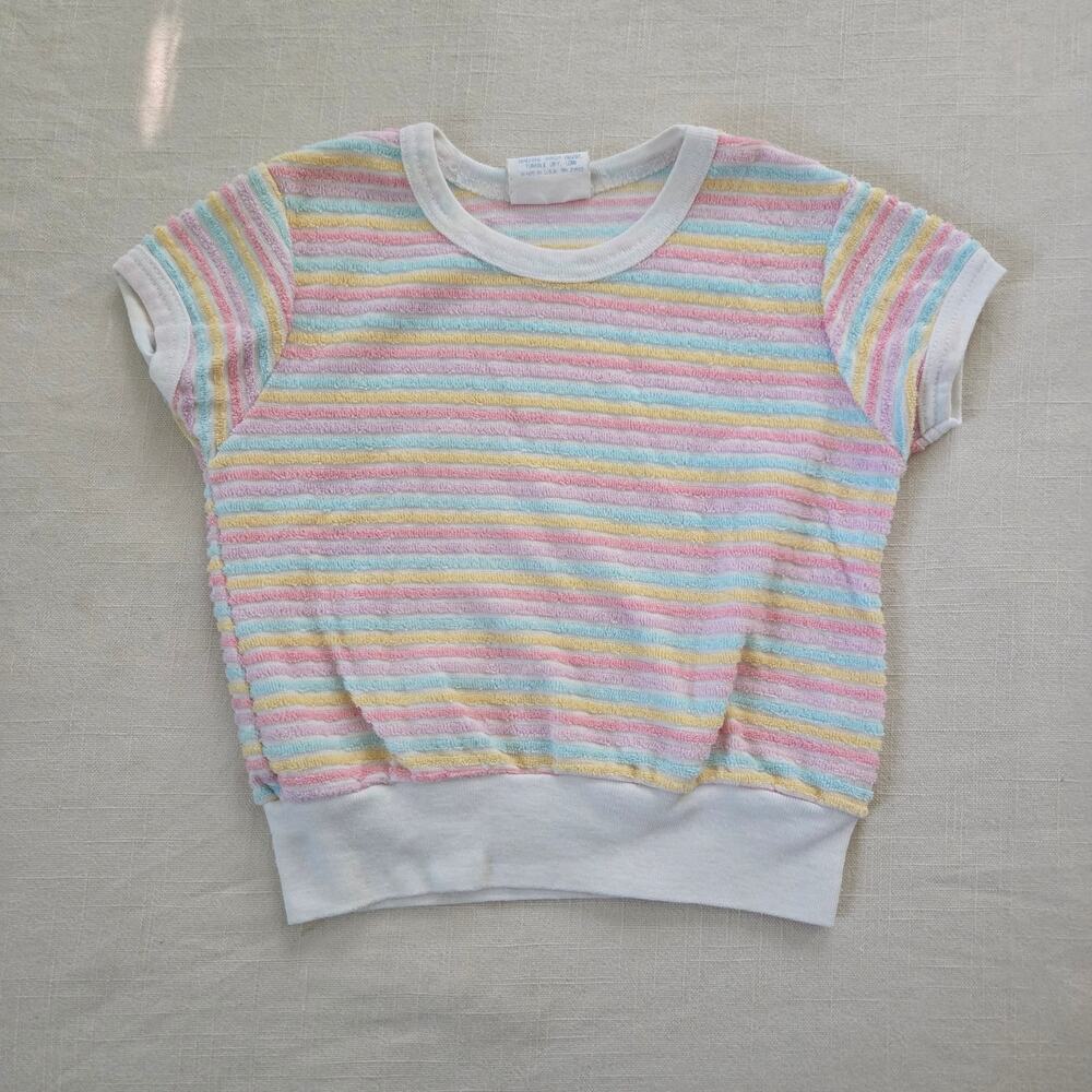 Vintage Pastel Striped Terrycloth Shirt 2t